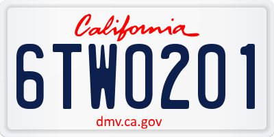CA license plate 6TWO201