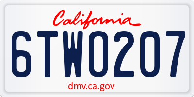 CA license plate 6TWO207