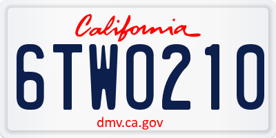 CA license plate 6TWO210