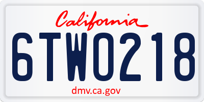 CA license plate 6TWO218