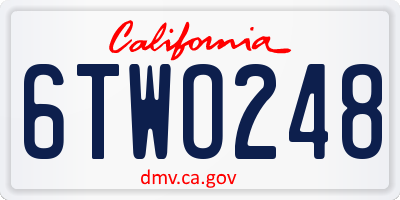 CA license plate 6TWO248