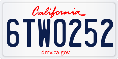 CA license plate 6TWO252
