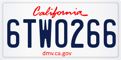 CA license plate 6TWO266