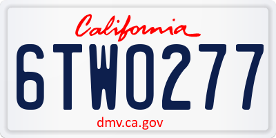 CA license plate 6TWO277