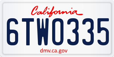 CA license plate 6TWO335