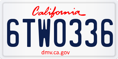 CA license plate 6TWO336