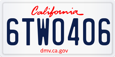 CA license plate 6TWO406