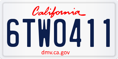 CA license plate 6TWO411