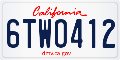 CA license plate 6TWO412