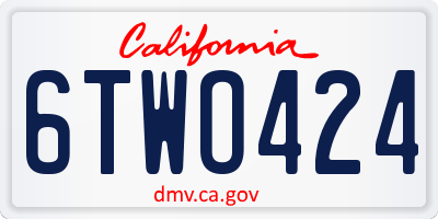 CA license plate 6TWO424