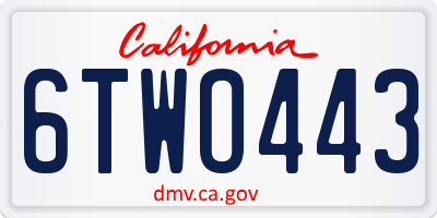 CA license plate 6TWO443