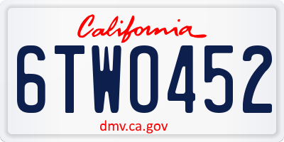 CA license plate 6TWO452