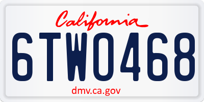 CA license plate 6TWO468