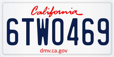 CA license plate 6TWO469
