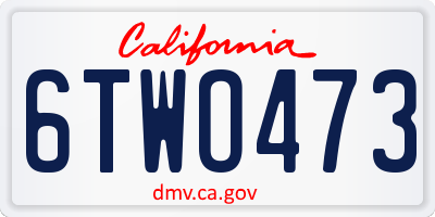 CA license plate 6TWO473