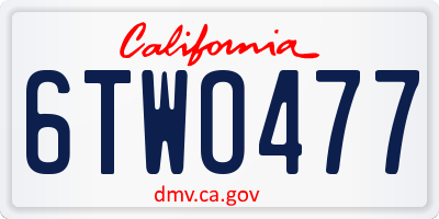 CA license plate 6TWO477