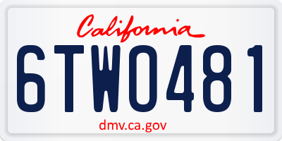 CA license plate 6TWO481