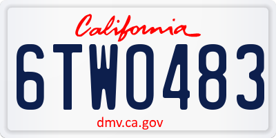 CA license plate 6TWO483