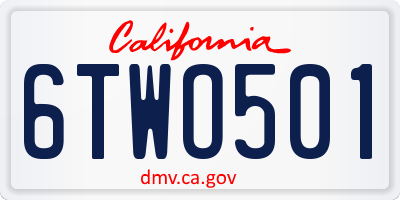 CA license plate 6TWO501