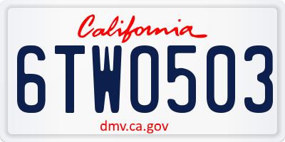 CA license plate 6TWO503
