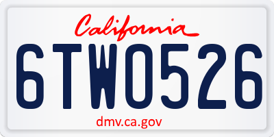 CA license plate 6TWO526