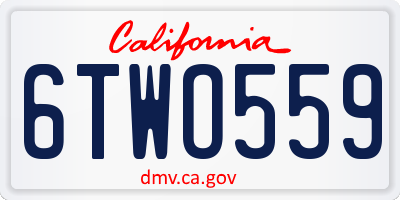 CA license plate 6TWO559
