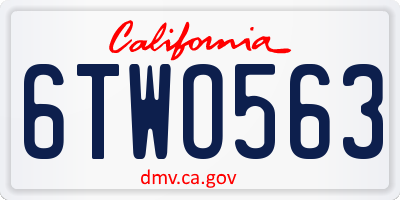 CA license plate 6TWO563