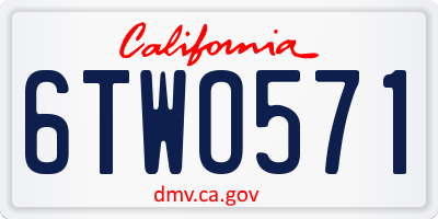 CA license plate 6TWO571