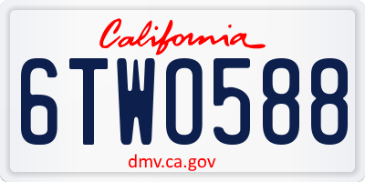 CA license plate 6TWO588