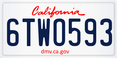 CA license plate 6TWO593