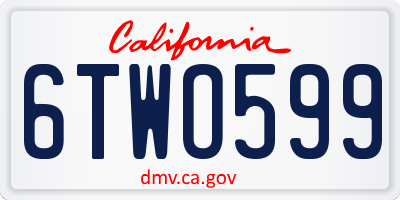 CA license plate 6TWO599