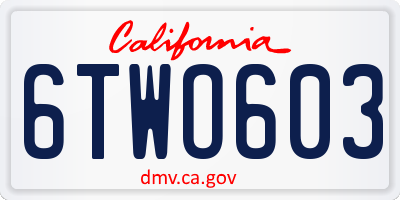 CA license plate 6TWO603