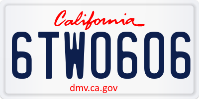 CA license plate 6TWO606