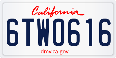 CA license plate 6TWO616