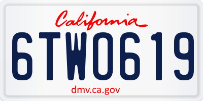 CA license plate 6TWO619