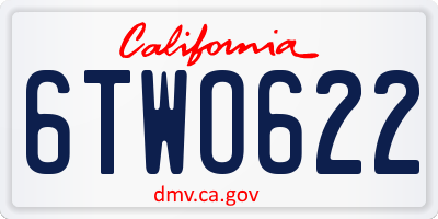 CA license plate 6TWO622