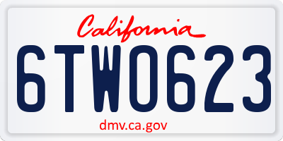 CA license plate 6TWO623