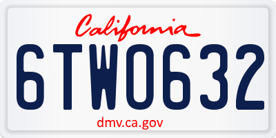 CA license plate 6TWO632
