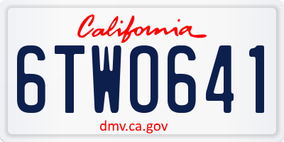 CA license plate 6TWO641