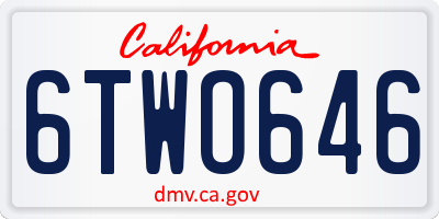CA license plate 6TWO646