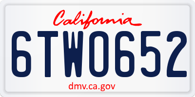 CA license plate 6TWO652