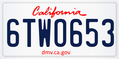 CA license plate 6TWO653
