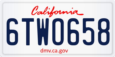 CA license plate 6TWO658