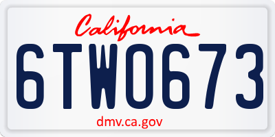 CA license plate 6TWO673