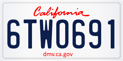 CA license plate 6TWO691