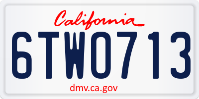 CA license plate 6TWO713