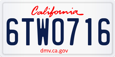 CA license plate 6TWO716