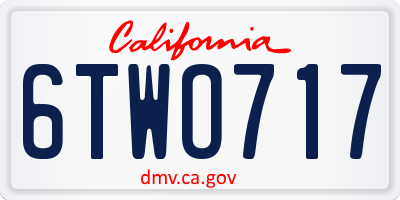 CA license plate 6TWO717