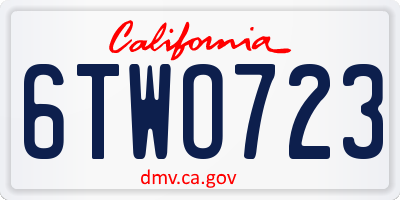 CA license plate 6TWO723