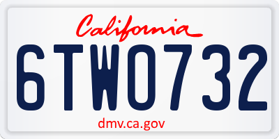 CA license plate 6TWO732